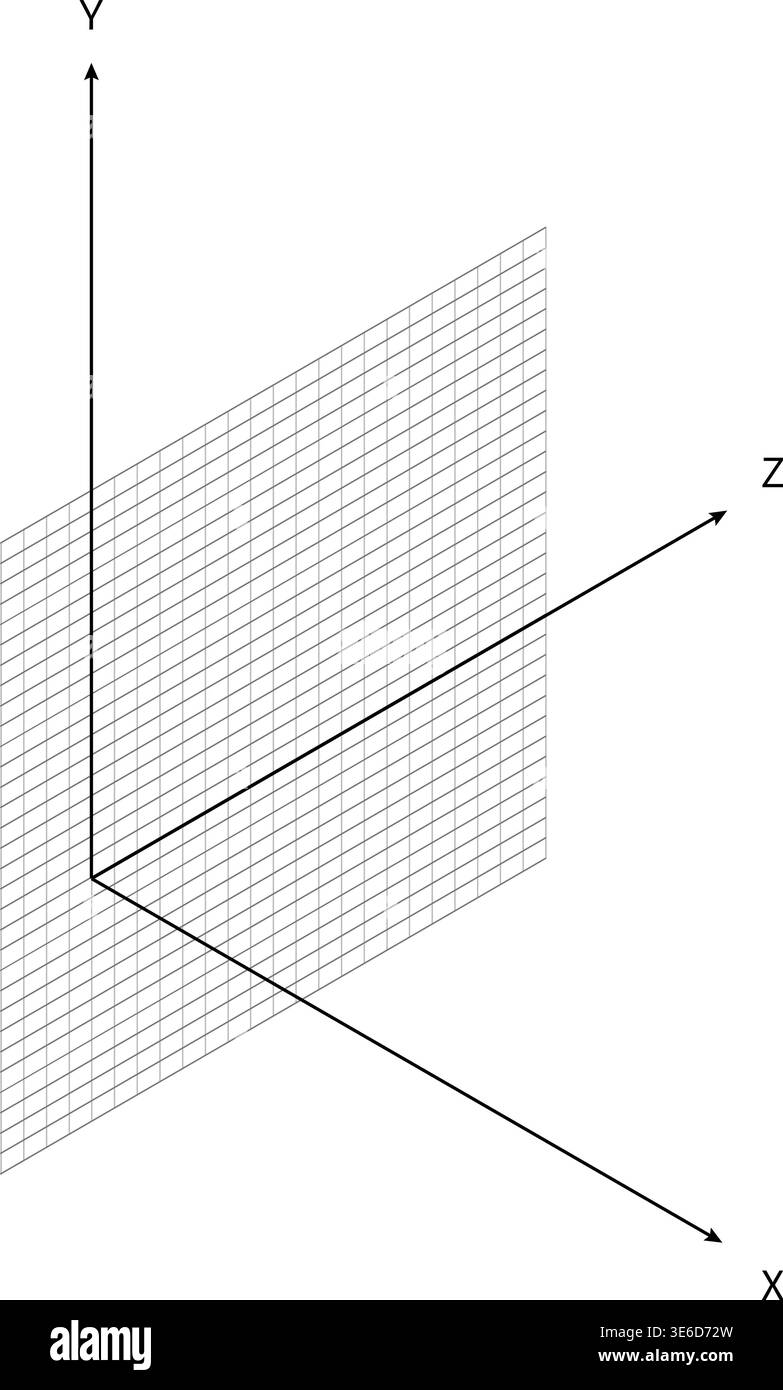 3d Axes Math Graphic 3D Coordinate Axes Grid Plane Minimal Style Mathematics Education Black ...