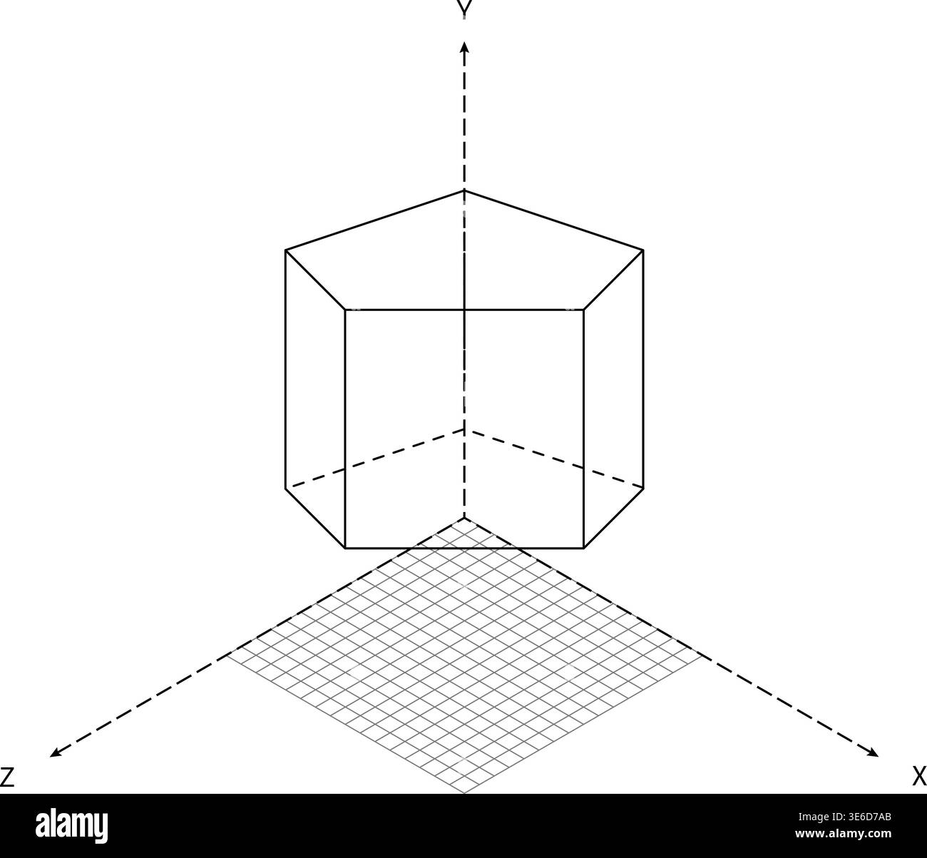 3D Coordinate System Polygon Prism Wireframe Grid Planes Minimal Style ...