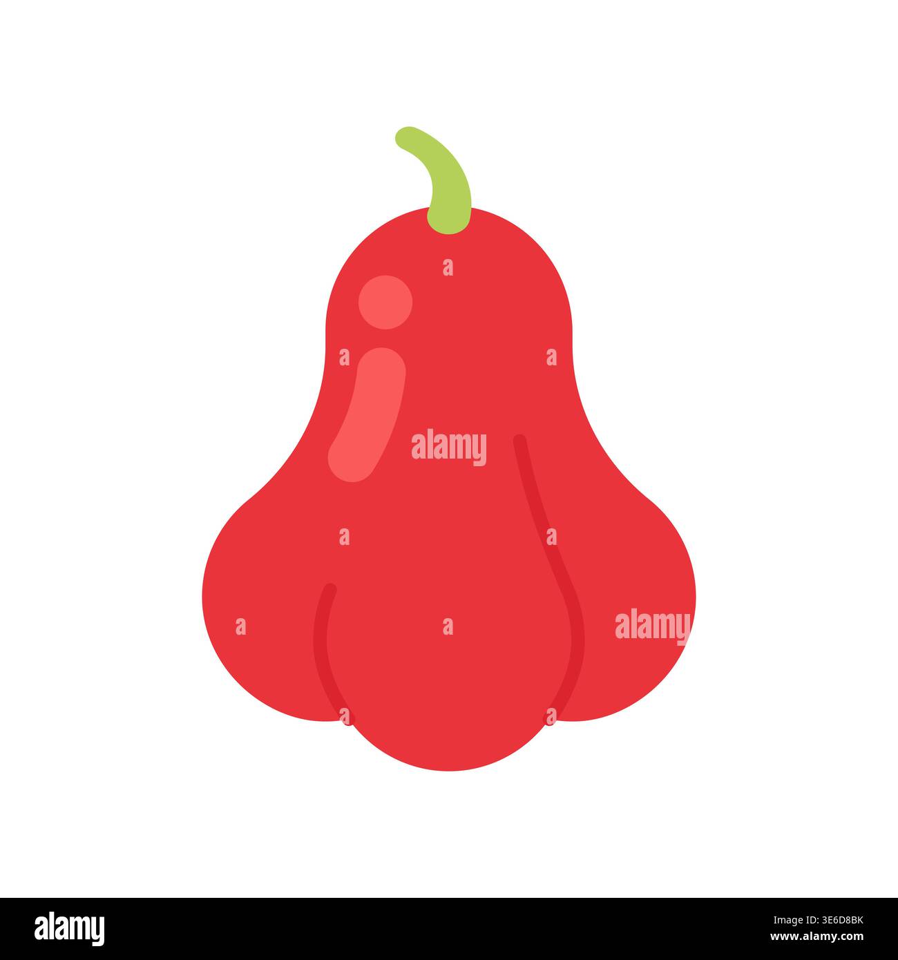 Cute flat design red rose apple fruit  vector illustration Stock Vector