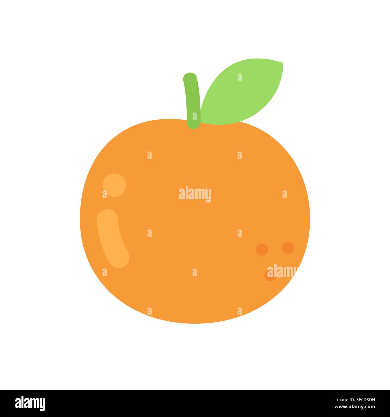 Cute flat design orange citrus fruit with green leaf vector illustration Stock Vector