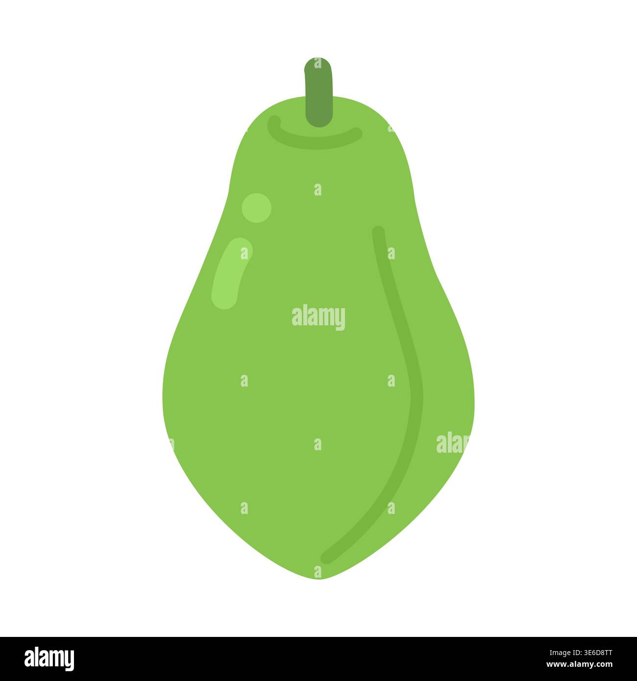 Cute flat design green papaya fruit vector illustration Stock Vector