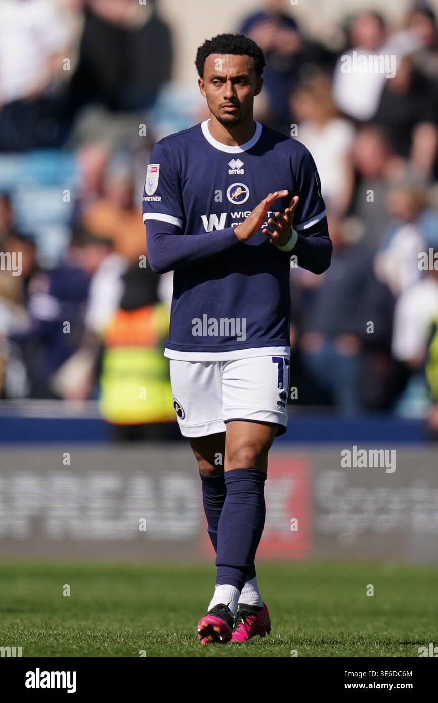 Femi Azeez of Millwall clapping the fans after the Millwall v Norwich ...