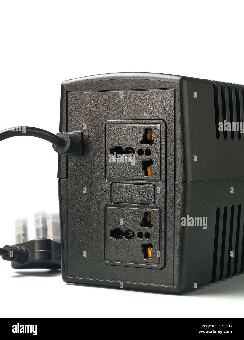 Ups Rear black ups unit with two universal power outlets and power cord isolated ...