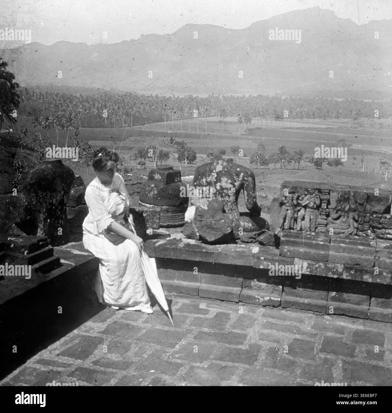 Tourist at Borobudur Temple Central Java, Indonesia, 1926 Stock Photo ...