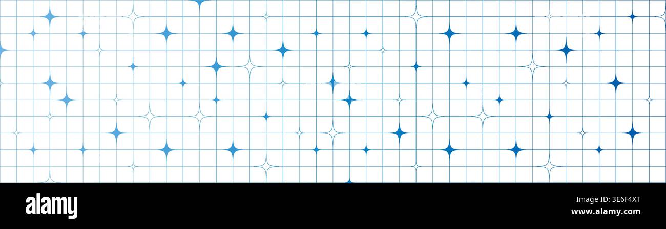 Abstract stars and linear grid Y2K style geometric seamless pattern minimal aesthetic vector design for wallpapers backgrounds and creative prints Stock Vector