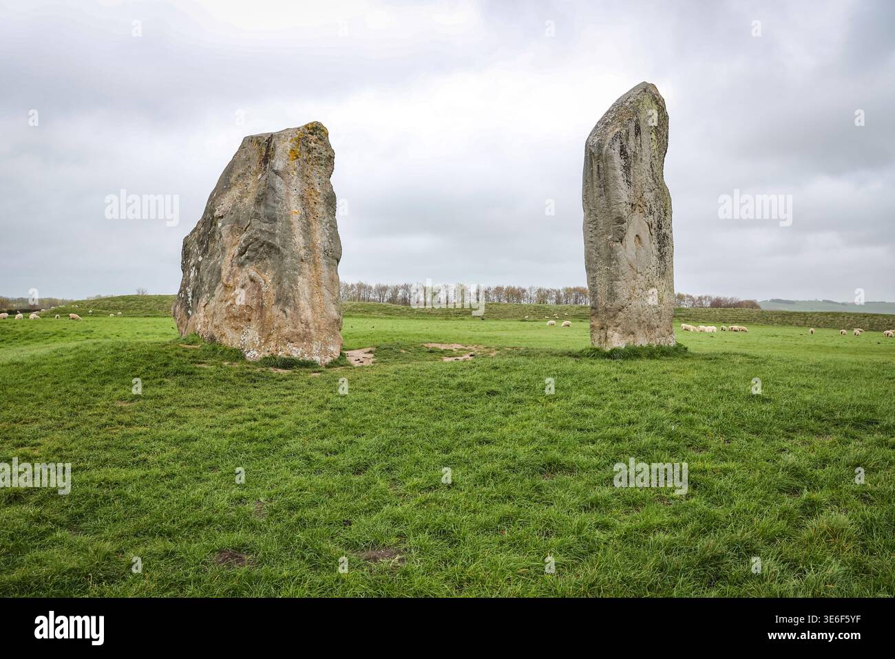 Ancient Avebury Henge , Stones and stone circle in  Avebury, Wiltshire, England, UK Stock Photo