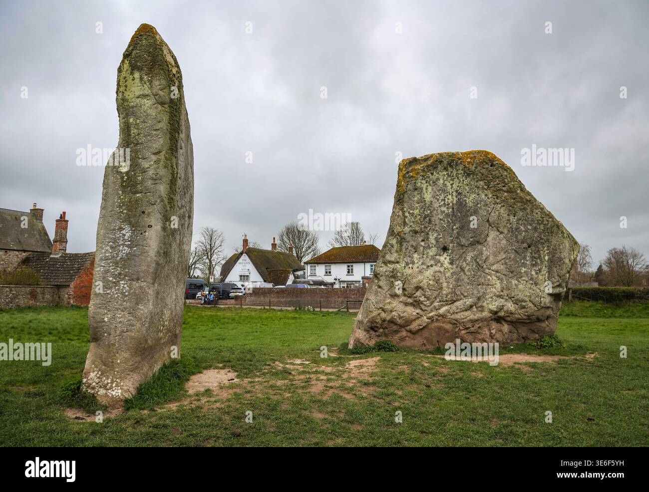 Ancient Avebury Henge , Stones and stone circle in  Avebury, Wiltshire, England, UK Stock Photo