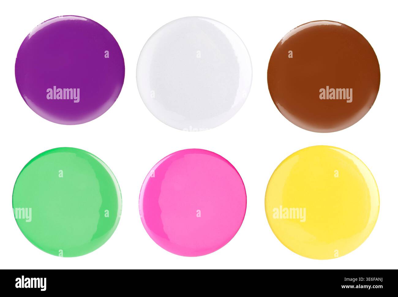 Button badges in different colors isolated on white, set Stock Photo