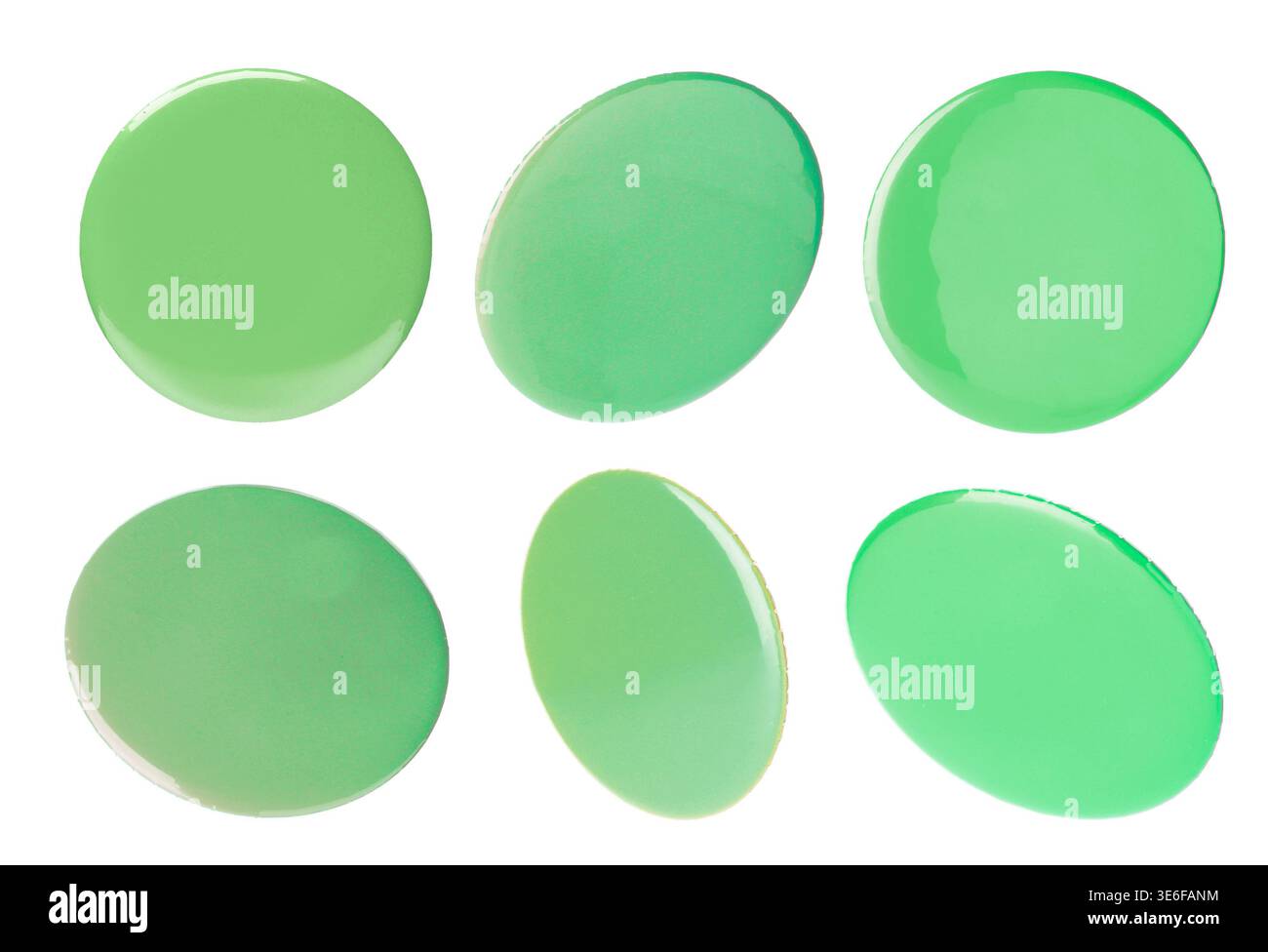 Many green button badges isolated on white, set Stock Photo