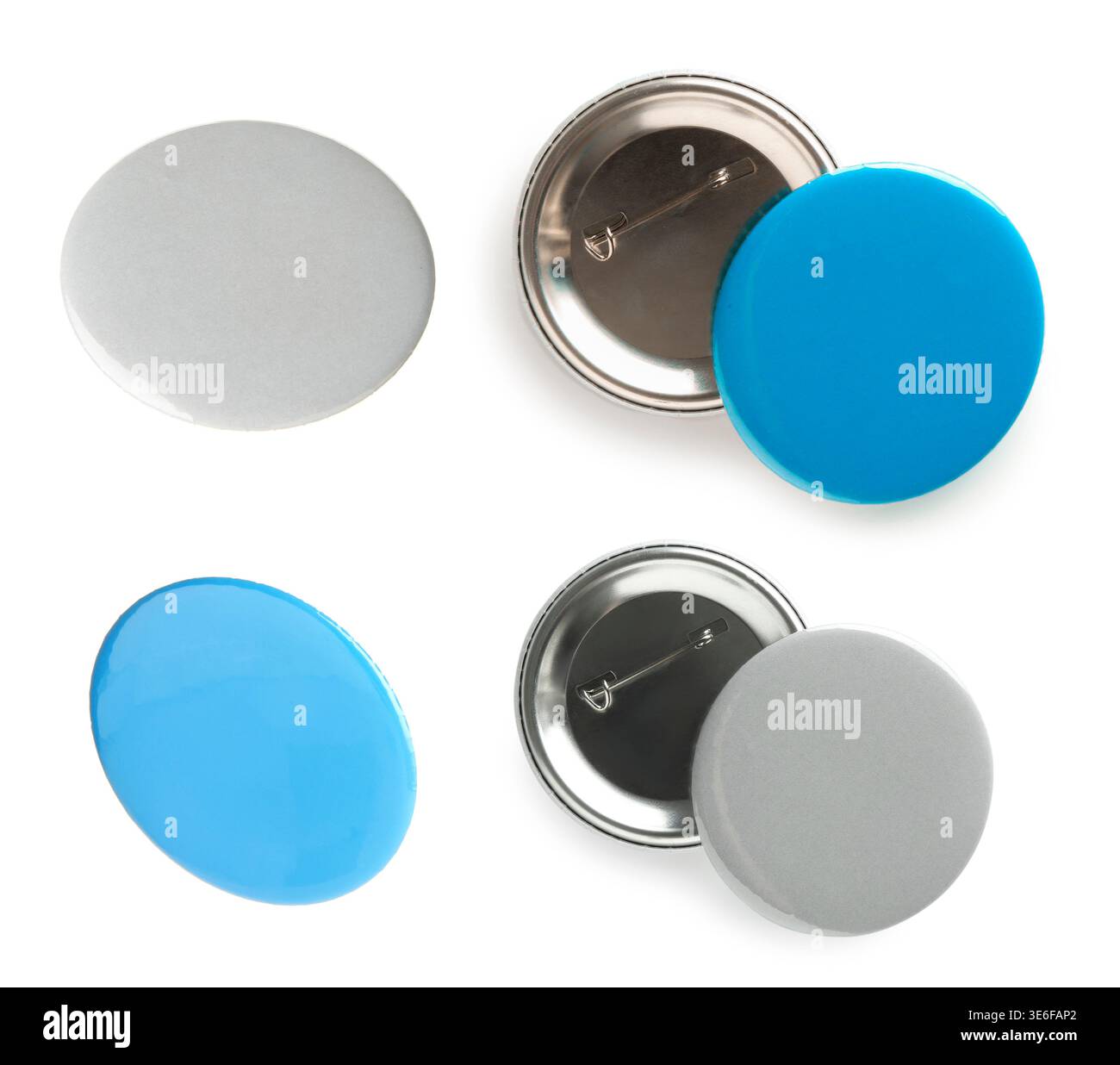 Many blank button badges isolated on white, set Stock Photo