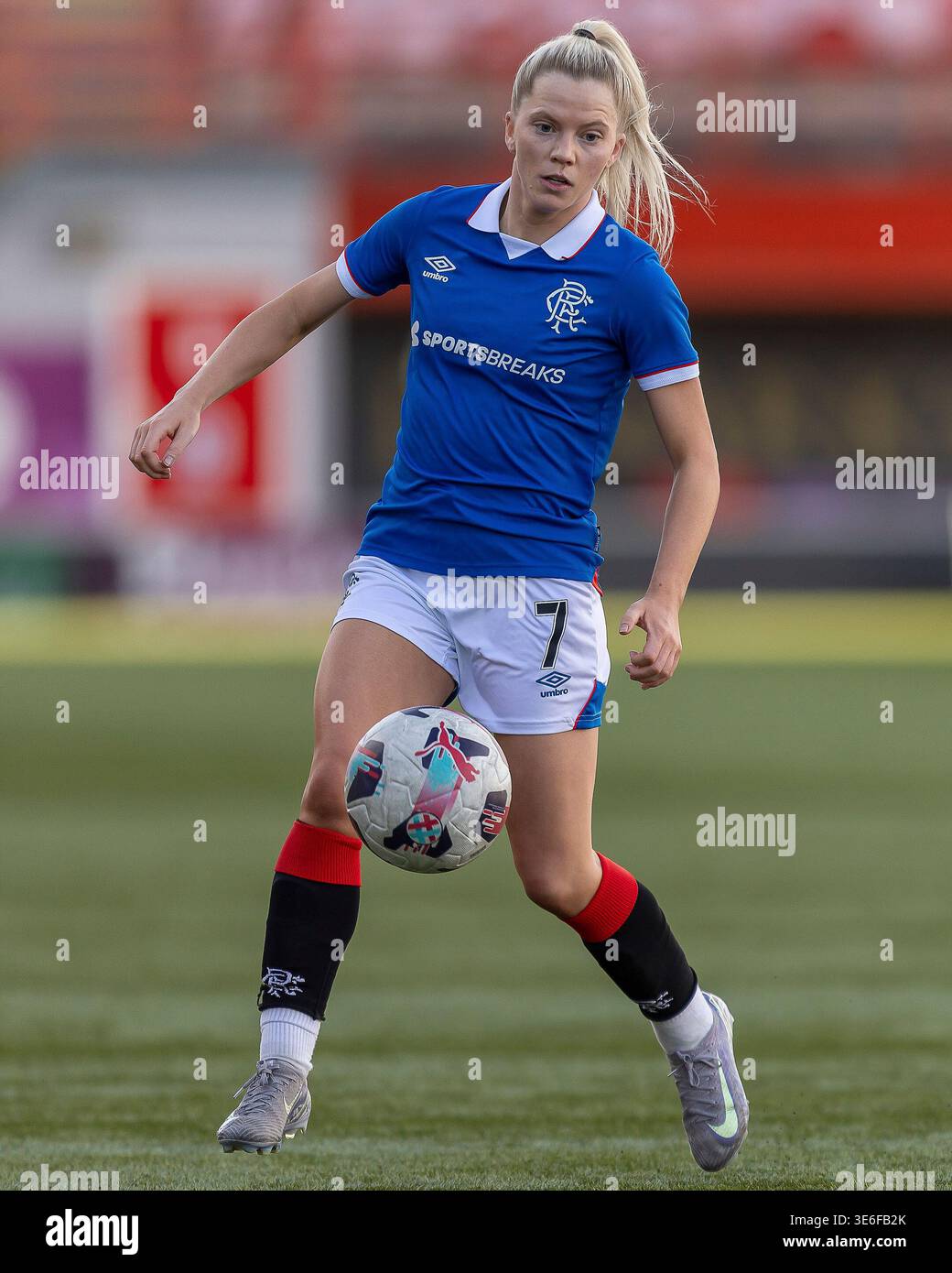 Hamilton, Scotland. 6 April 2026. Brogan Hay of Rangers FC during the ...