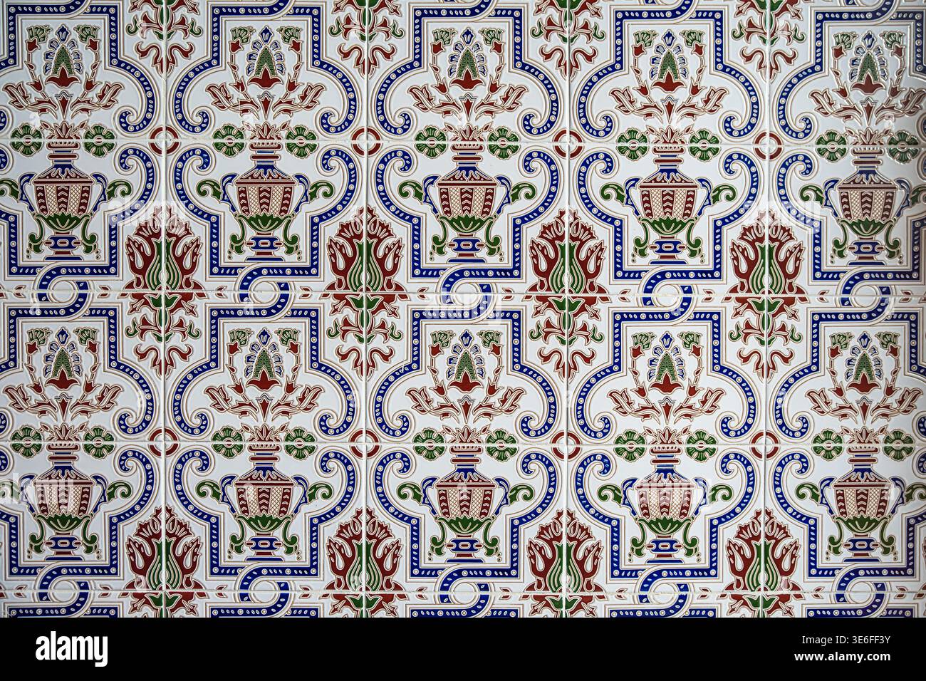Typical Spanish ceramic wall texture on a wall inside a house Stock Photo