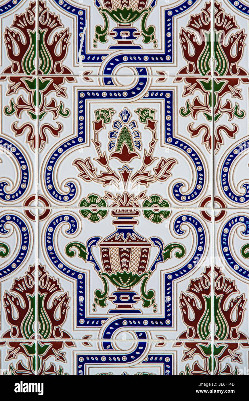 Typical Spanish ceramic wall texture on a wall inside a house Stock Photo