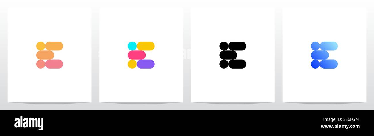 Circle And Capsule Shape Colorful Letter Logo Design E Stock Vector