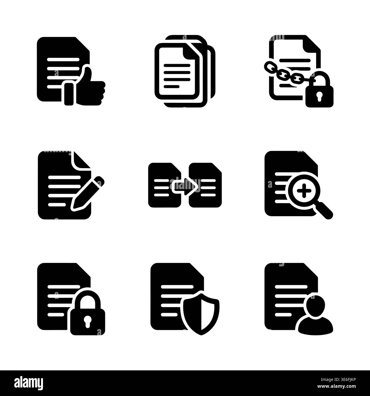 Set of black and white document related vector icons Stock Vector Image ...