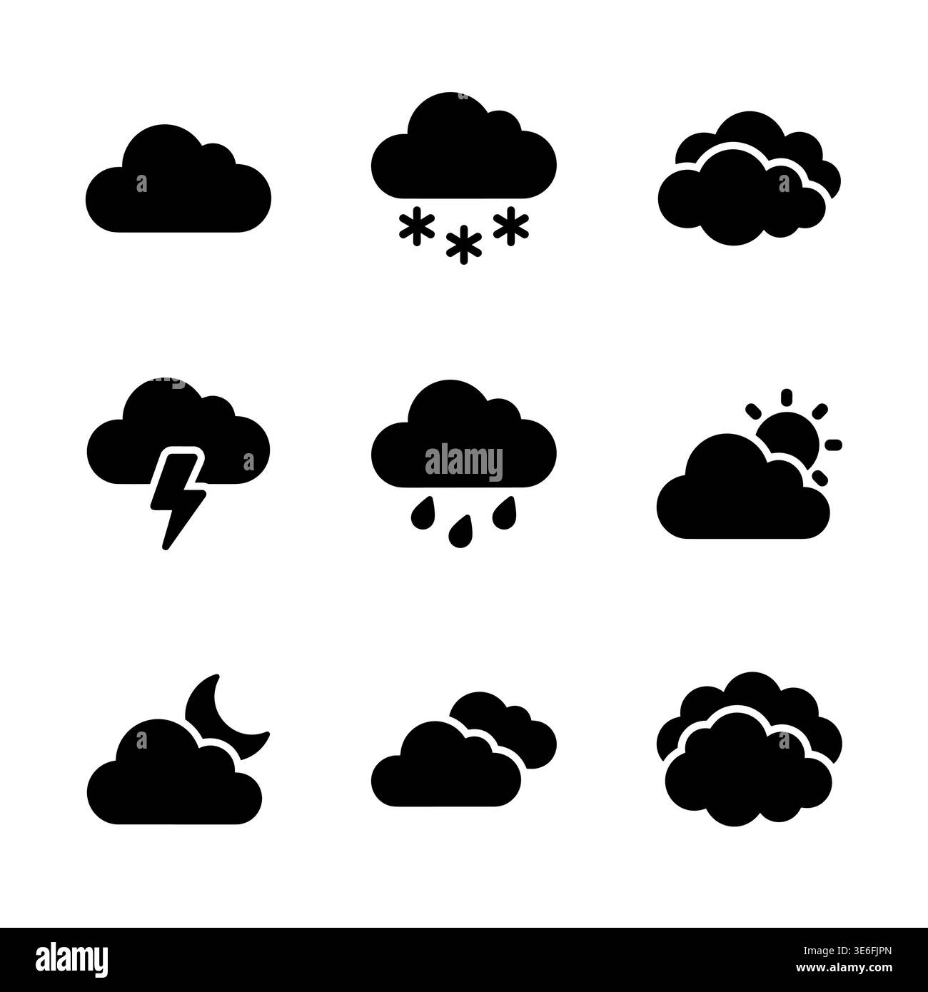 Weather icon set with clouds in glyph style design Stock Vector Image ...