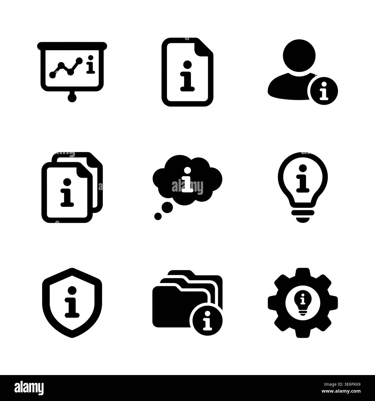 Information and Help Icons Set, Presentation, Document, User, and Idea ...