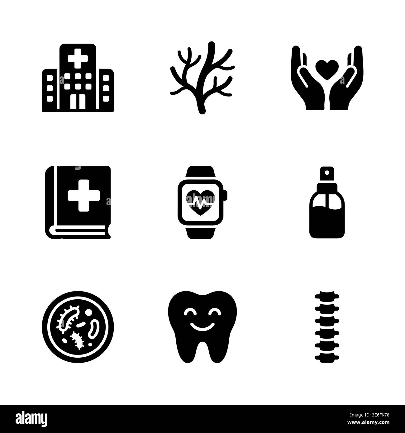 Medical and Healthcare Icons Vector Illustration Set in Glyph Style ...