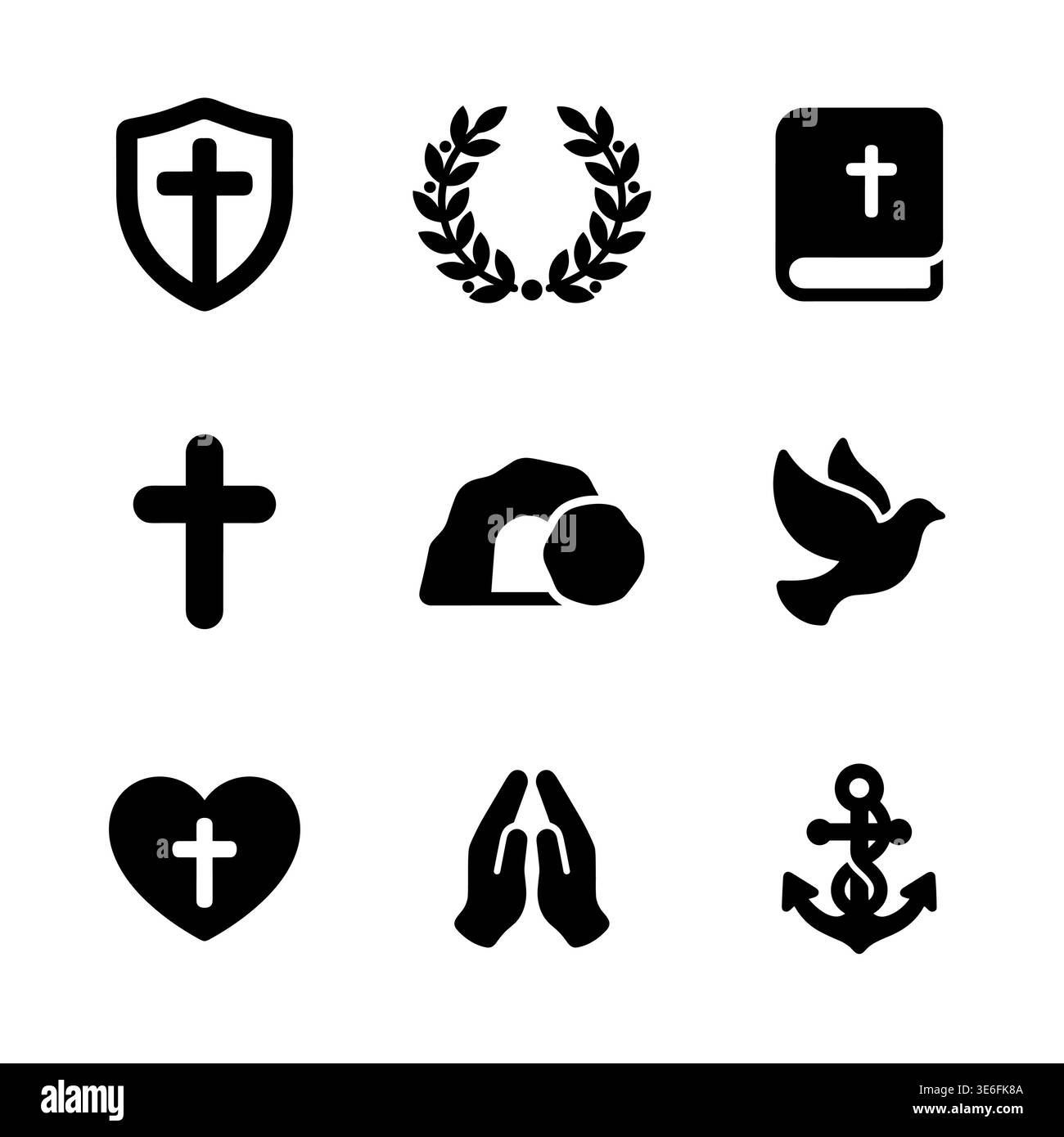 Christian symbols vector icon set glyph style design Stock Vector Image ...