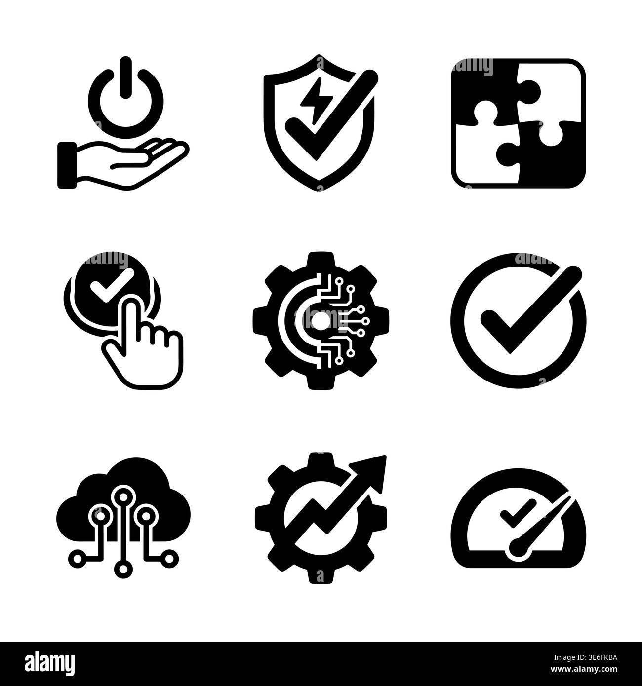 Set of black vector technology icons on white background Stock Vector ...