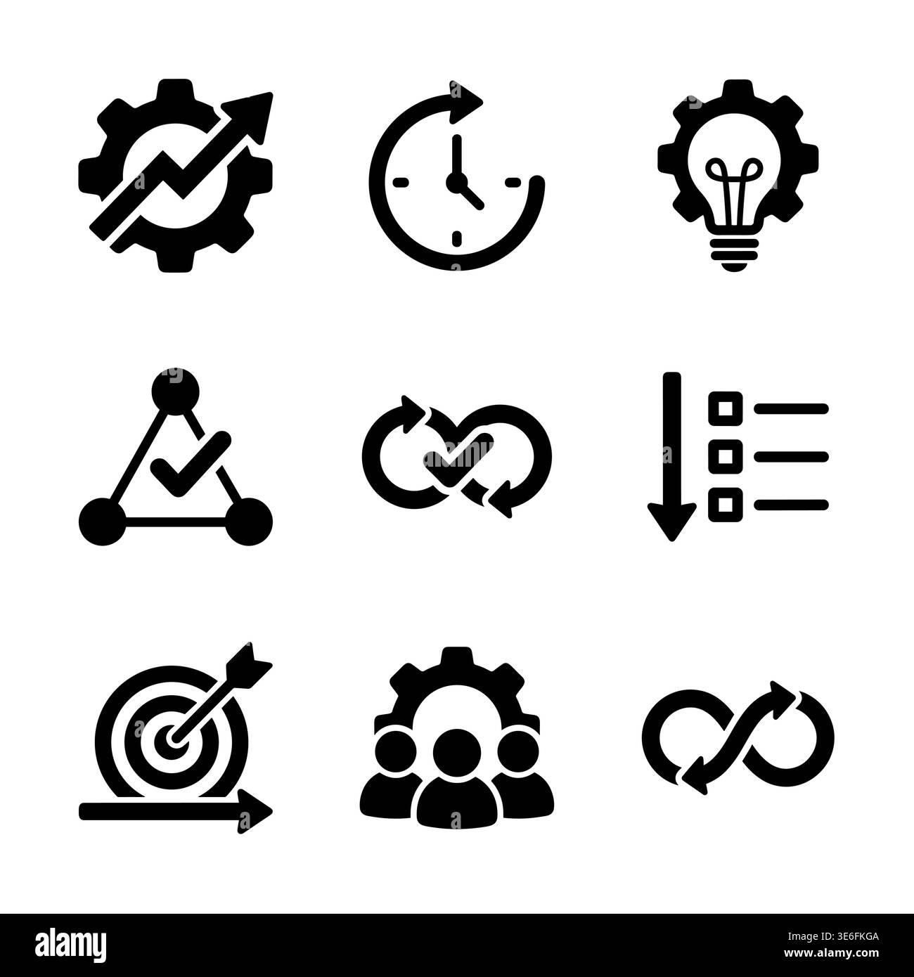 Set of black process and workflow automation vector icons Stock Vector