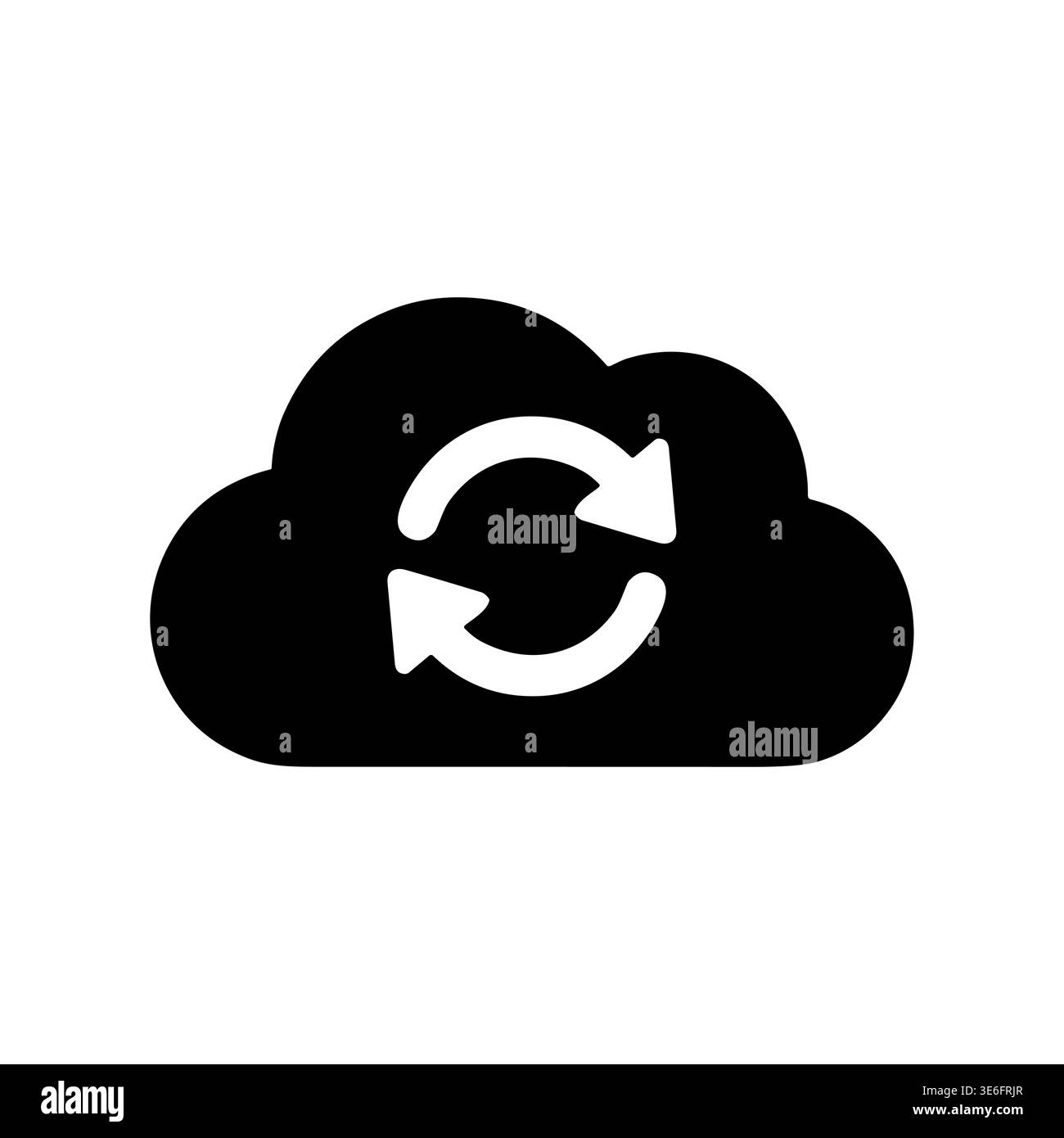 Black cloud with circular arrows icon for data synchronization Stock Vector