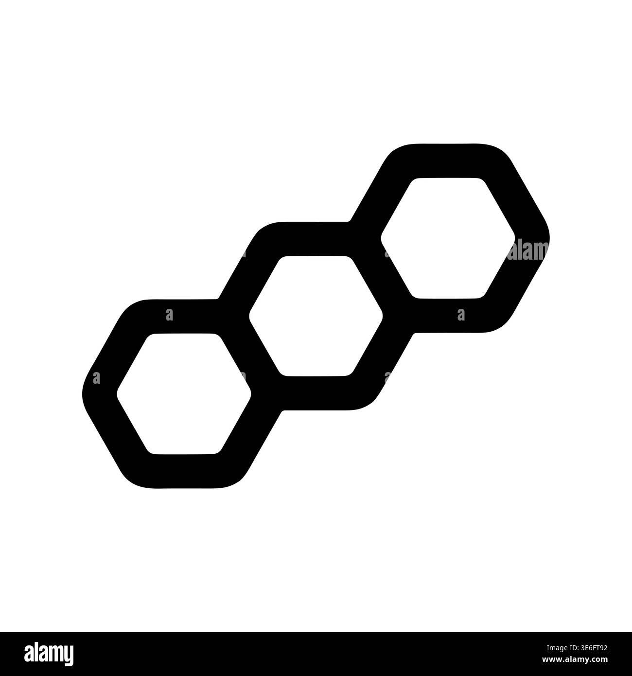 Black Molecule Structure Hexagon Simple Icon on White Background Stock Vector