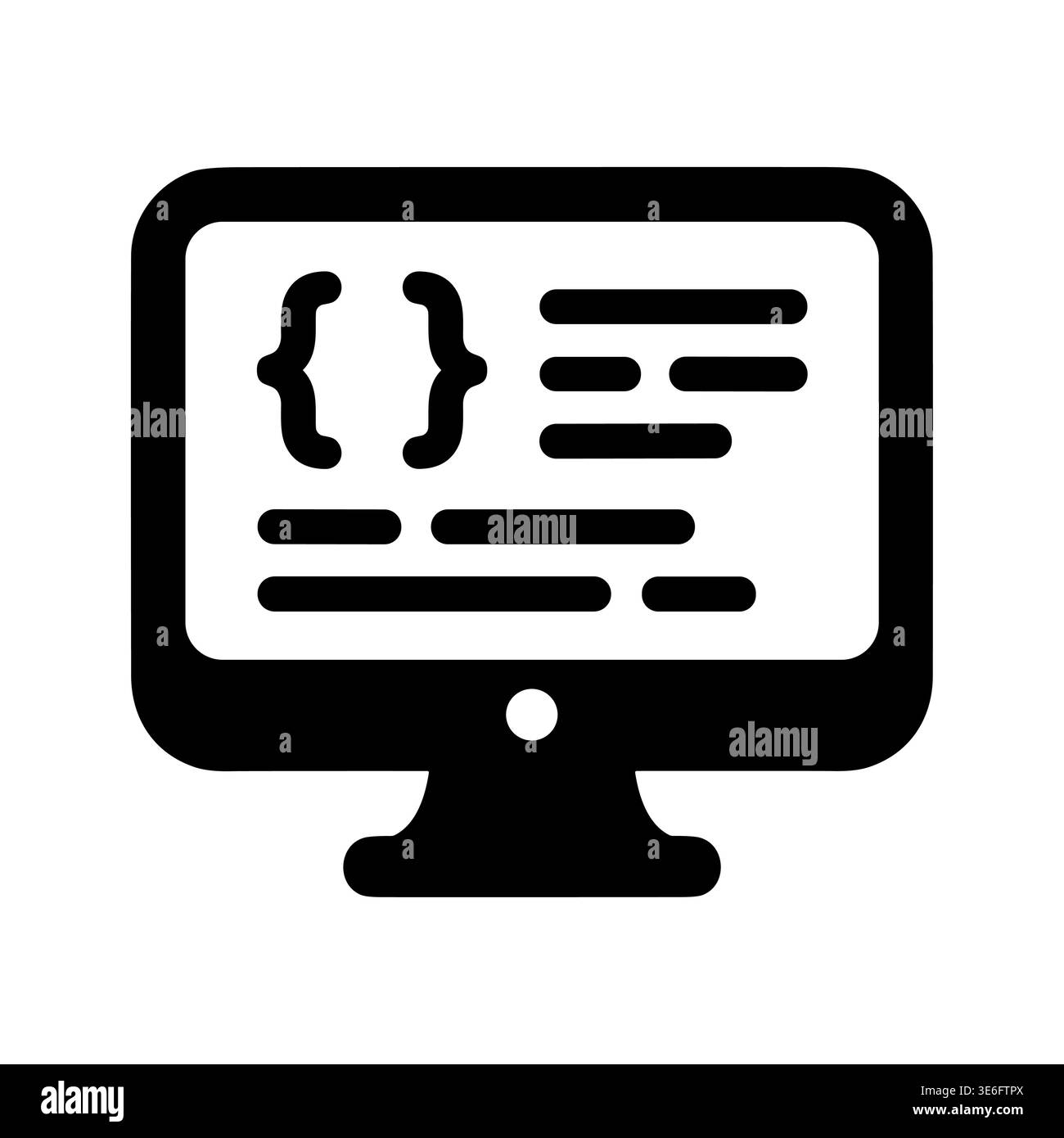 Computer screen displaying code brackets icon illustration symbol Stock Vector