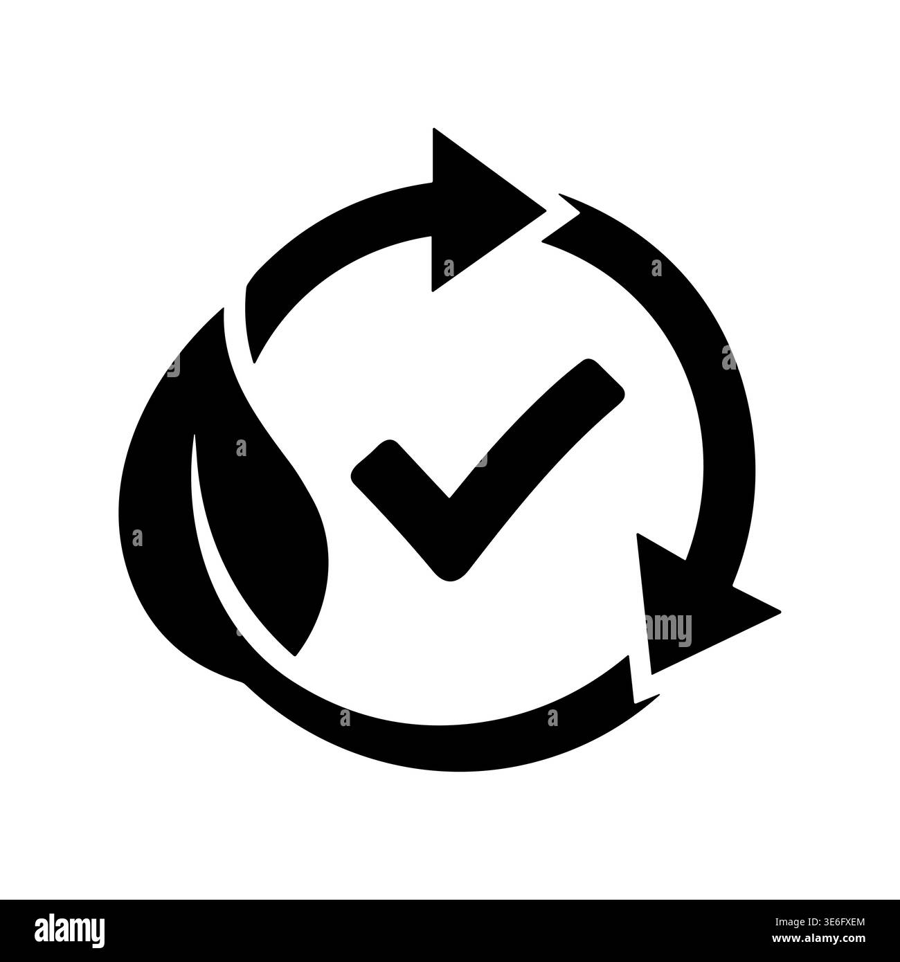 Recycle arrows circle with leaf and check mark icon Stock Vector
