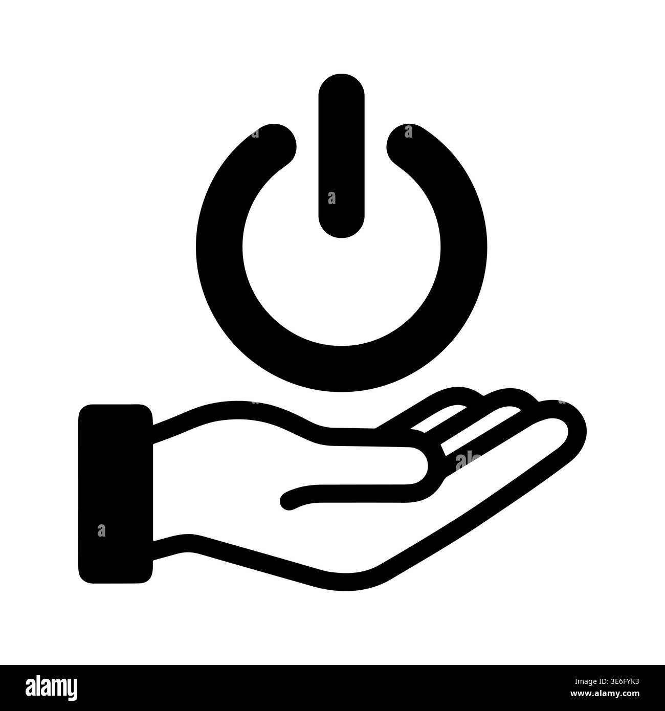 Hand Holding Power Button Icon - Start Symbol Illustration Stock Vector