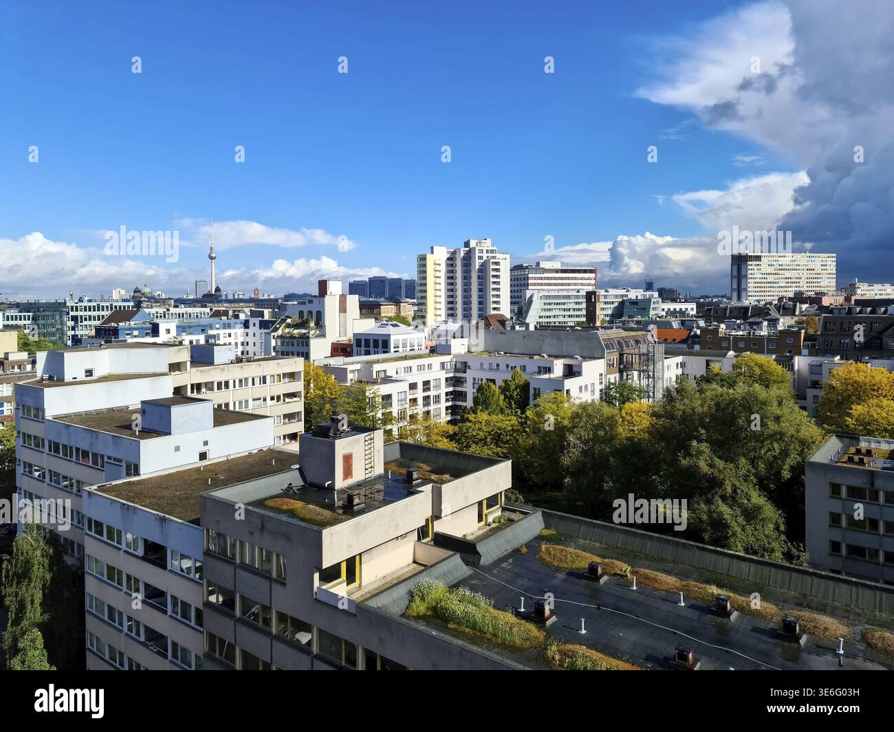 Berlin, Germany 03. October 2024, Berlin cityscape featuring rooftops ...