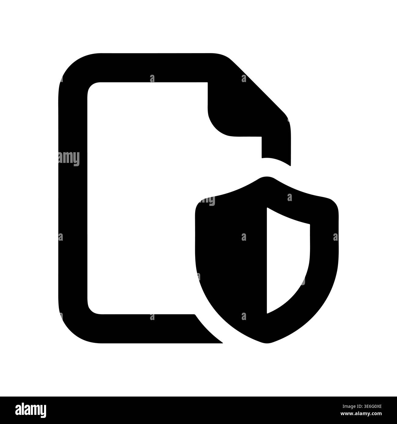 Secured document icon, data protection, modern black and white style Stock Vector