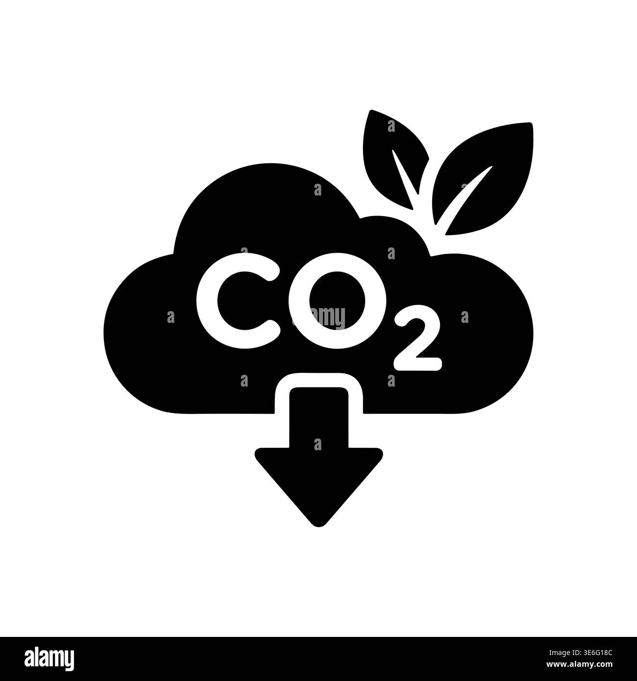 CO2 reduction vector icon with leaves and arrow down Stock Vector