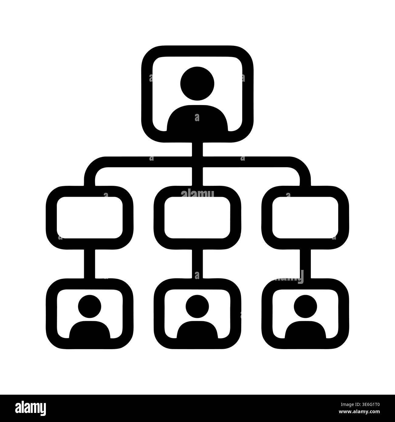 Simple Black and White Organizational Chart Icon Illustration Vector Stock Vector
