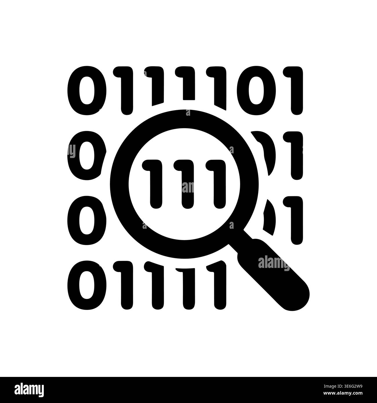 Binary code with magnifying glass icon, vector illustration design Stock Vector