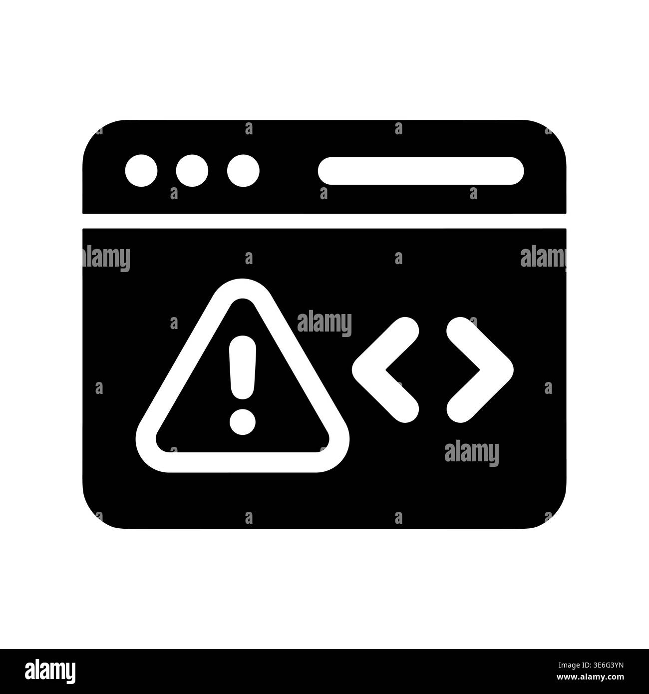 Website error icon with exclamation mark, code sign Stock Vector