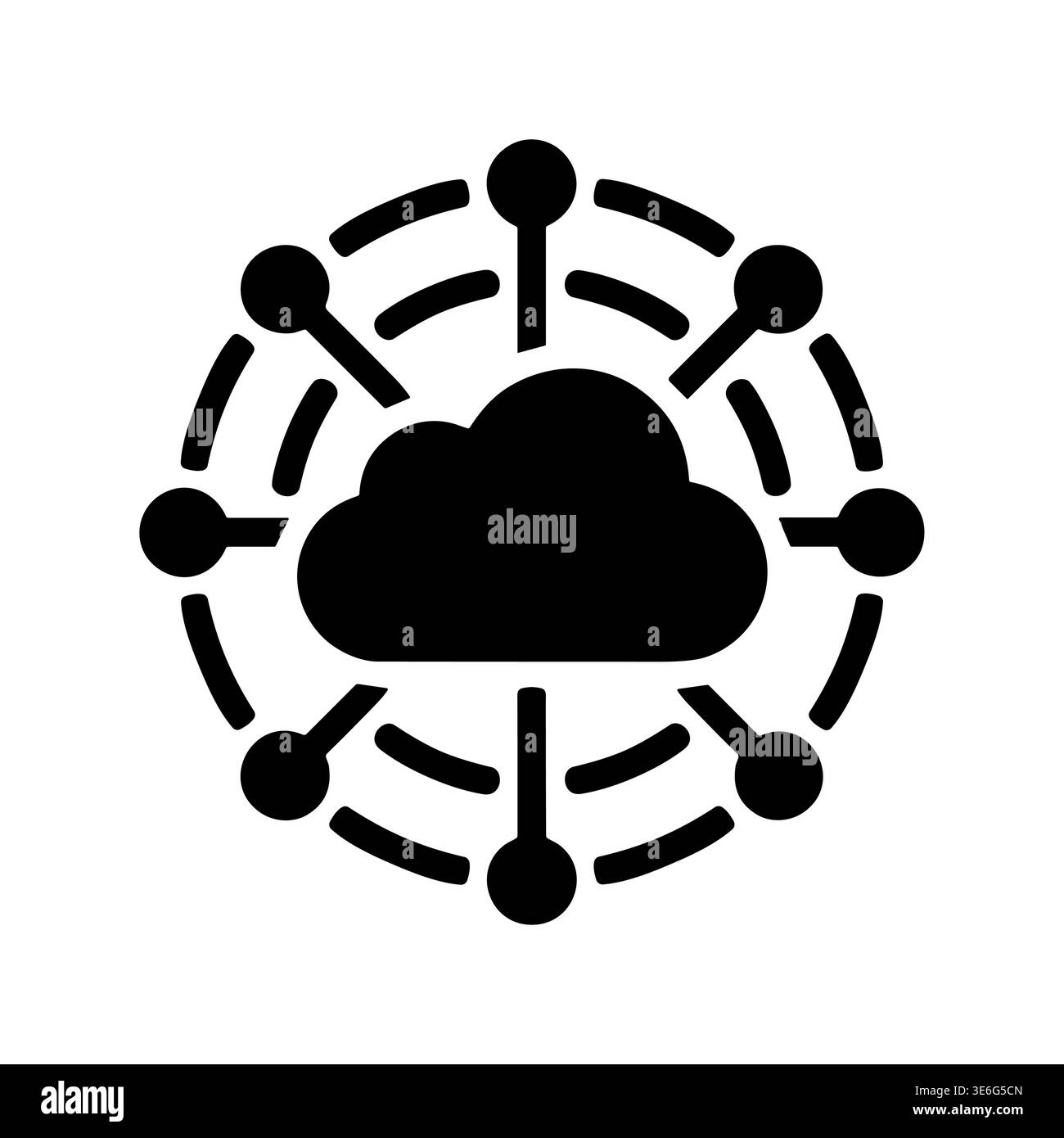 Cloud network connection, global data exchange, black glyph icon Stock Vector