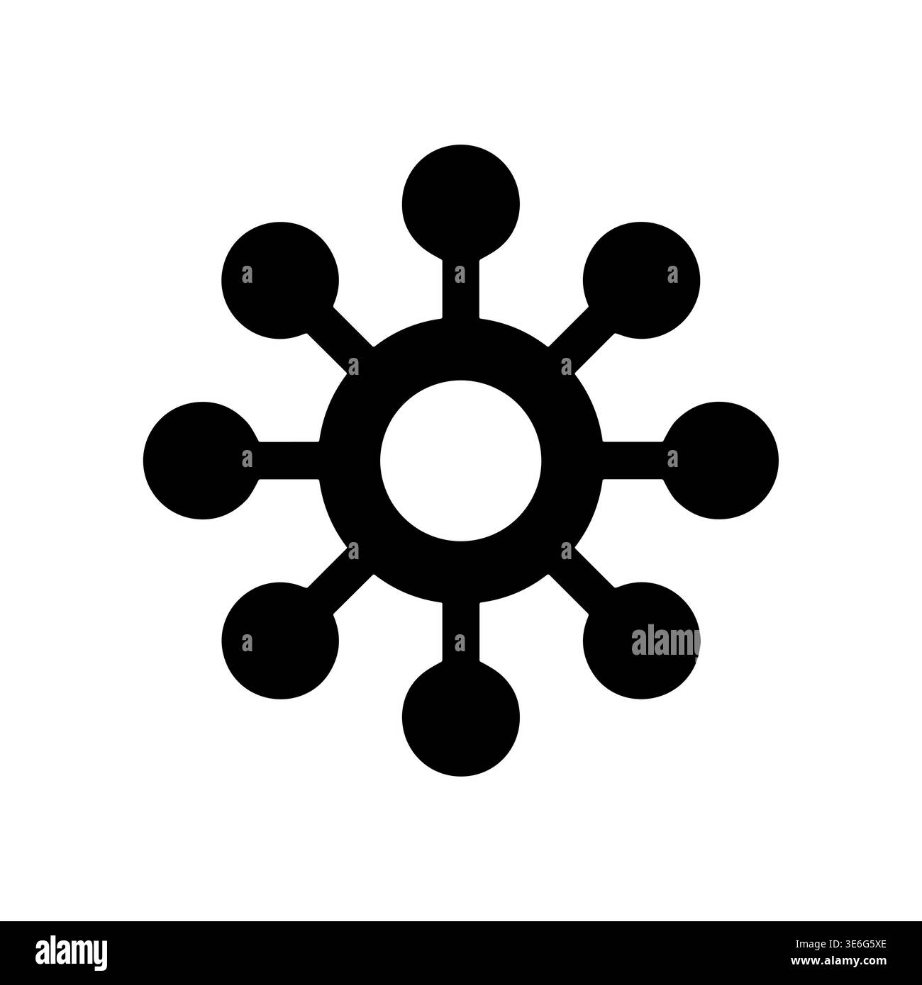 Black and White Molecule Structure Icon Vector Minimalist Illustration Stock Vector