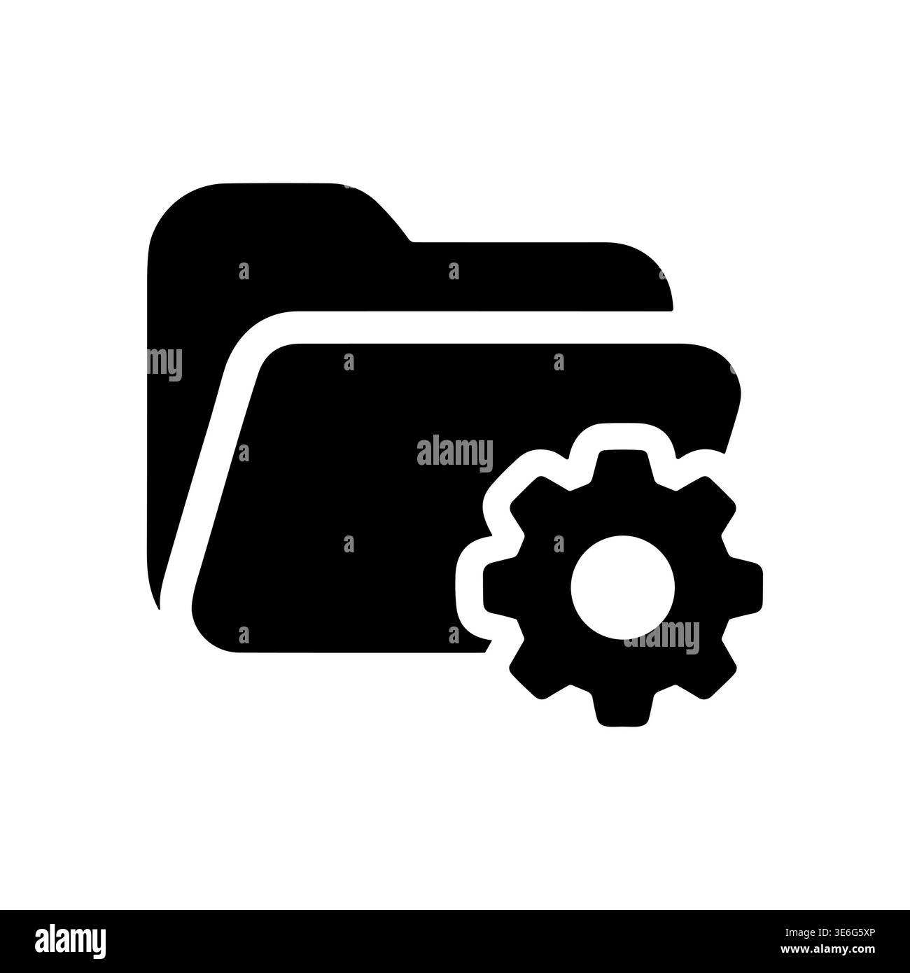 Black folder and gear icon illustrating system settings, simple style Stock Vector