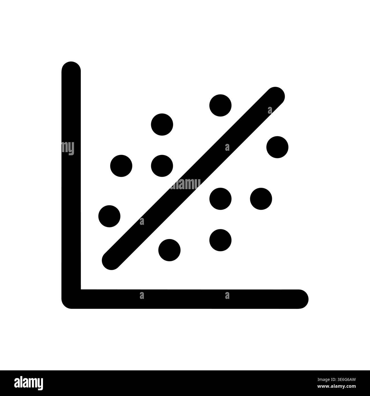 Scatter plot chart icon showing positive correlation simple design Stock Vector
