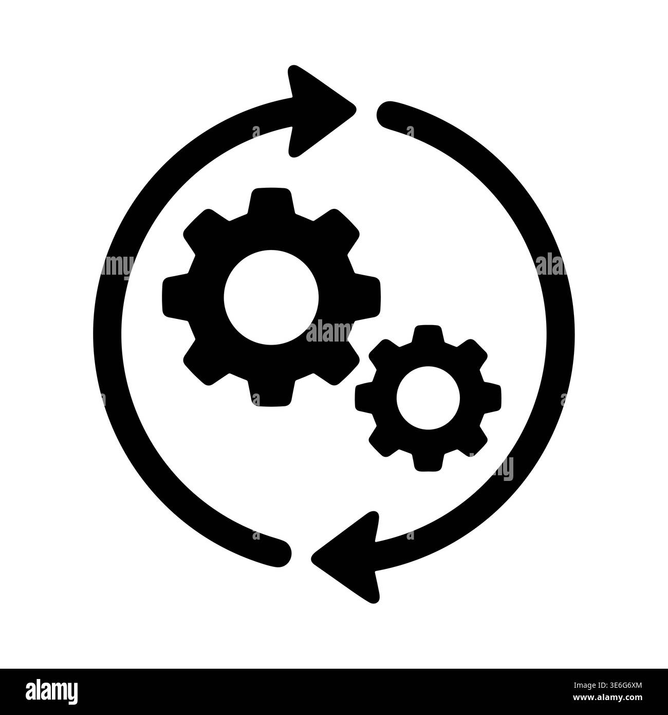 Gear mechanism with circular arrows, process, and workflow vector icon Stock Vector