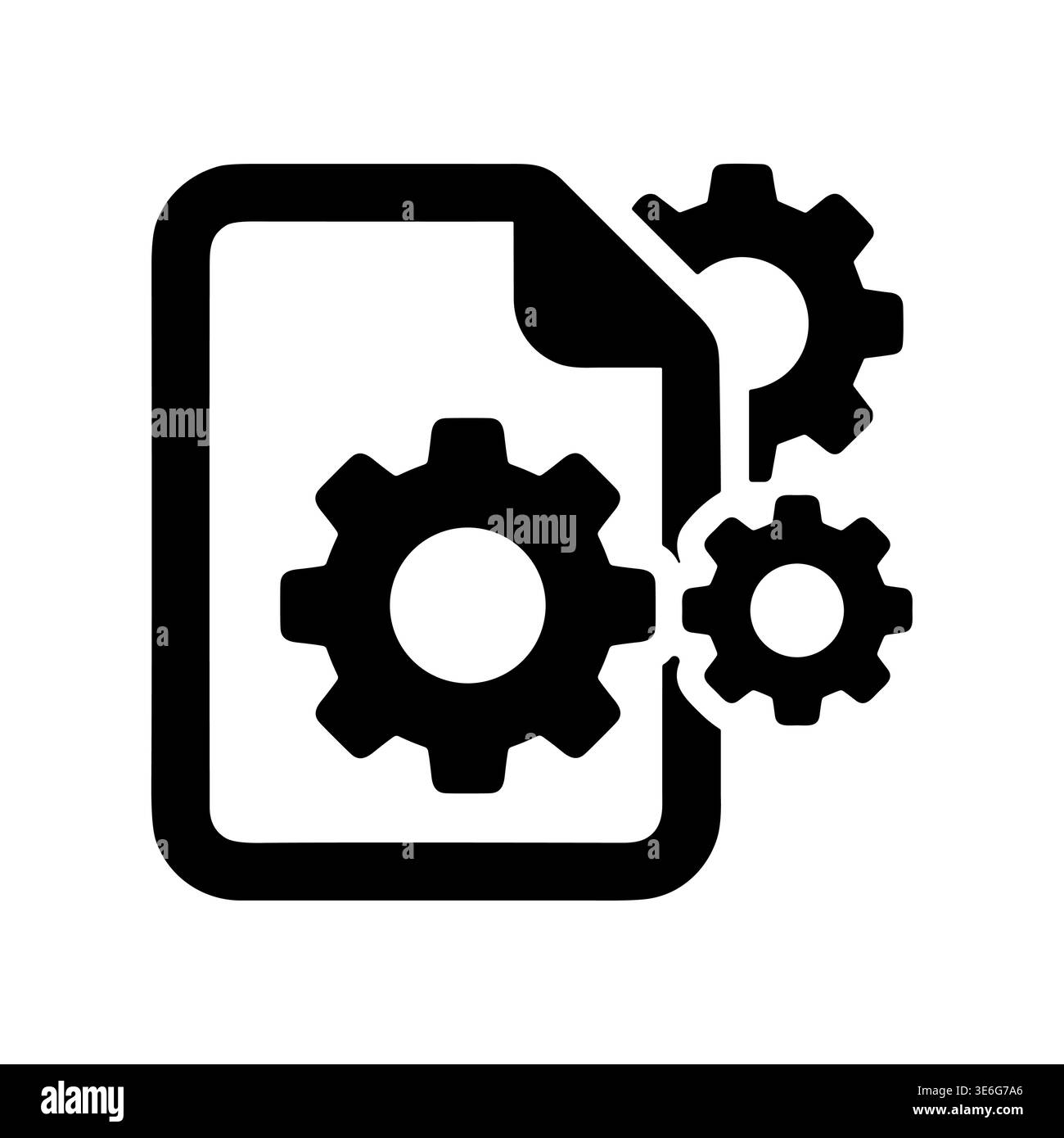 File with gears icon, setting configuration options, flat vector Stock Vector