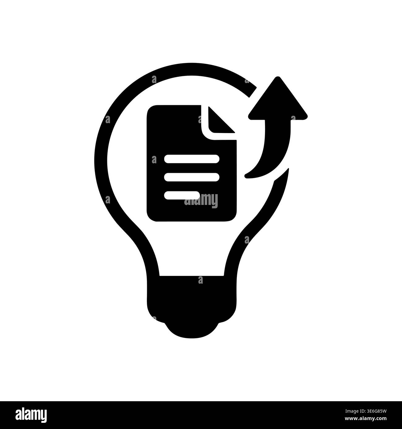 Document inside lightbulb with arrow showing file upload concept Stock Vector
