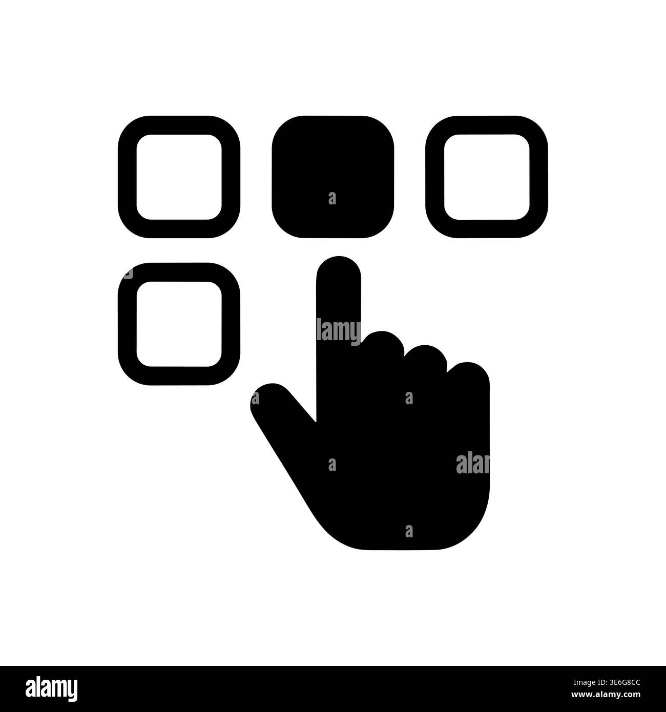 Hand selecting a button or option glyph icon design Stock Vector