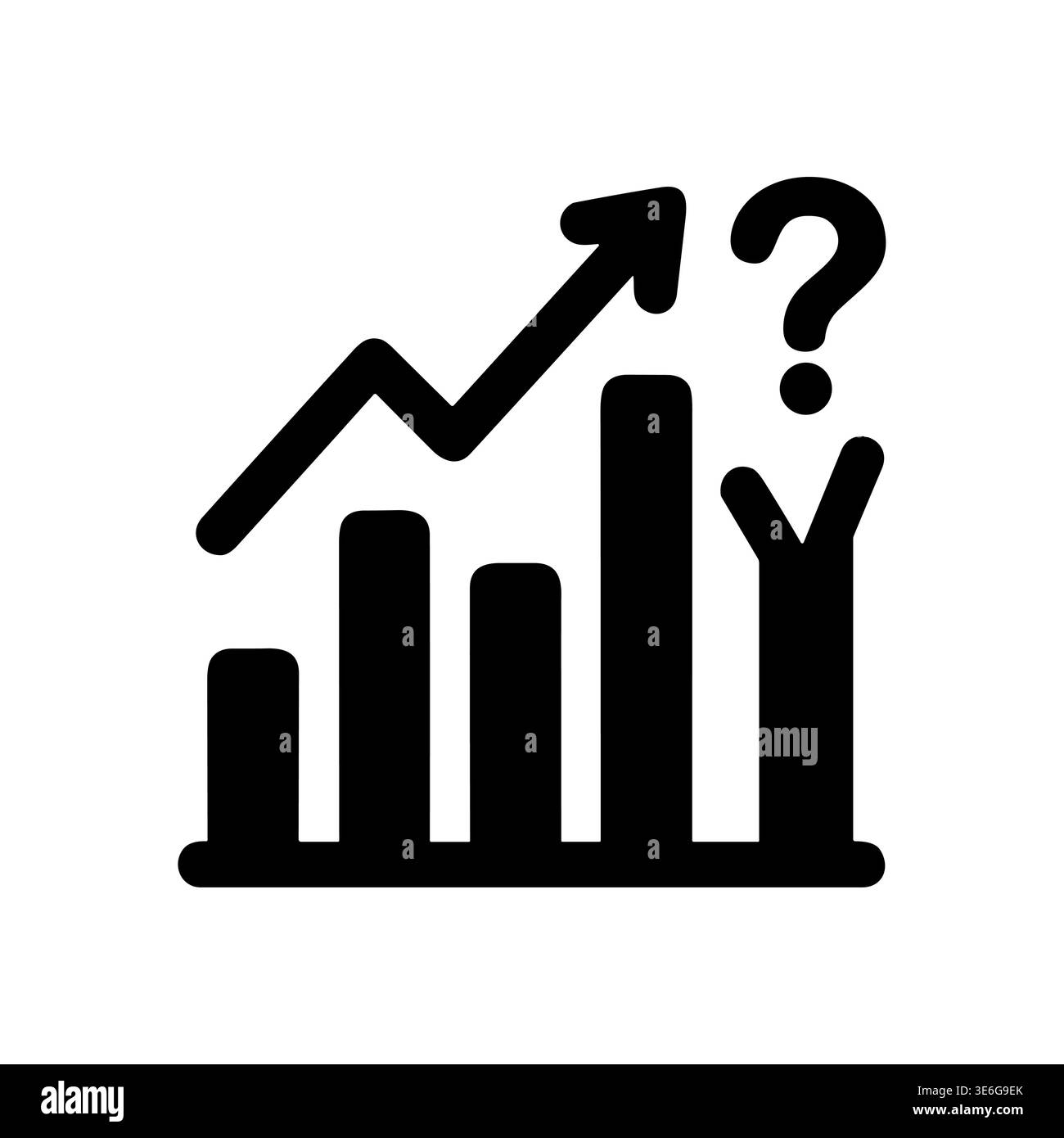 Business chart with upward arrow and question mark glyph icon Stock ...