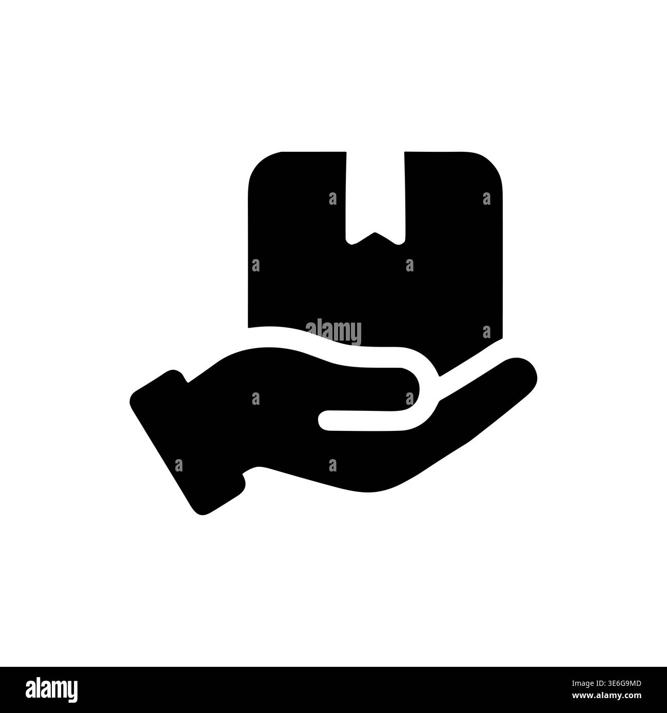 Hand holding a package black glyph vector icon illustration Stock Vector
