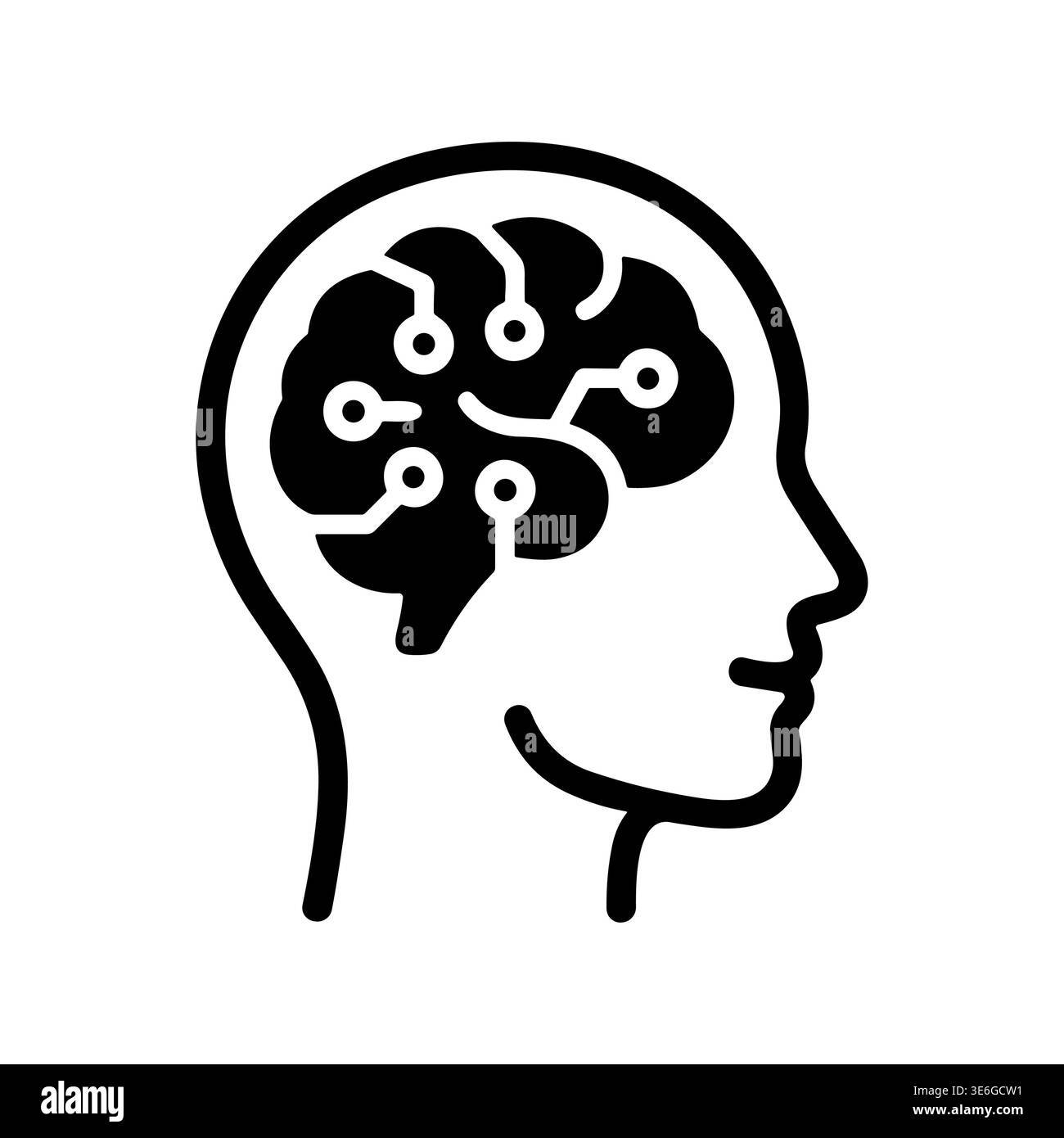 AI brain connection concept black glyph vector icon illustration Stock Vector