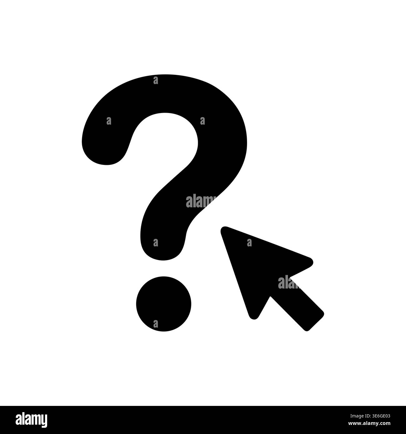 Question mark icon with cursor arrow, simple black vector Stock Vector ...