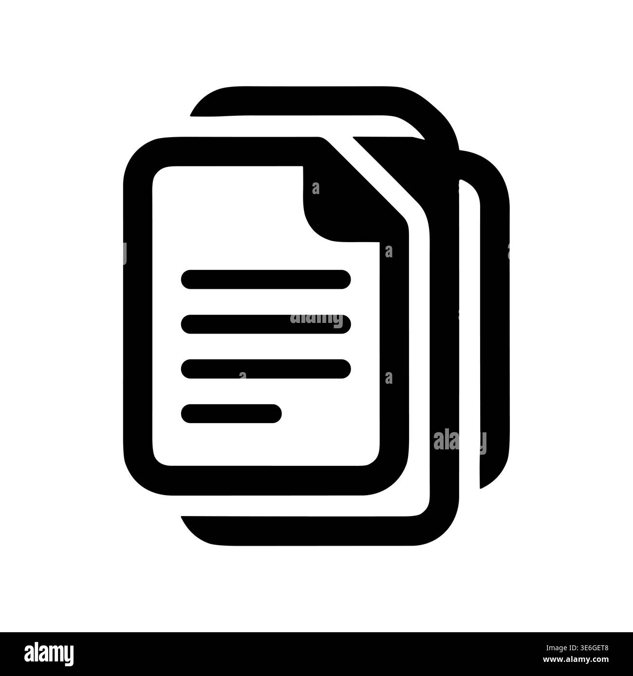 Stack of Documents Icon Black and White Vector Illustration Stock Vector