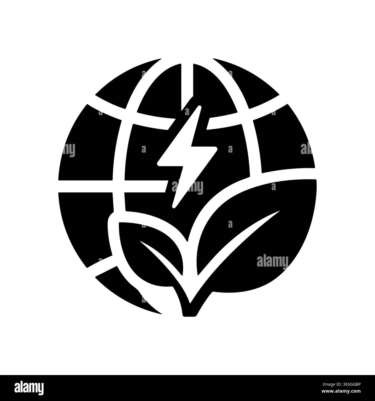 Renewable energy concept with earth, leaves, and lightning icon Stock ...